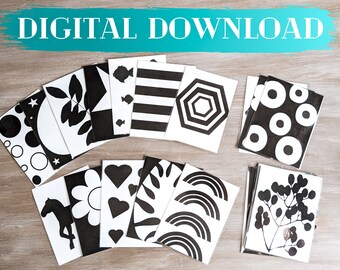 High Contrast Baby Flashcards, Sensory Visual Stimulation (PDF Pattern)