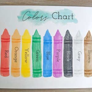 Colors Chart, Learn Colors, Educational Poster, Homeschool Resource, Learning Printable, Color Poster image 2