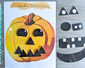 Pumpkin Face Decorating Game, Halloween Activity (PDF Download)