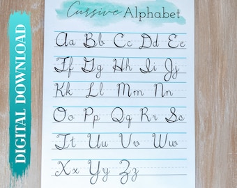 cursive chart etsy