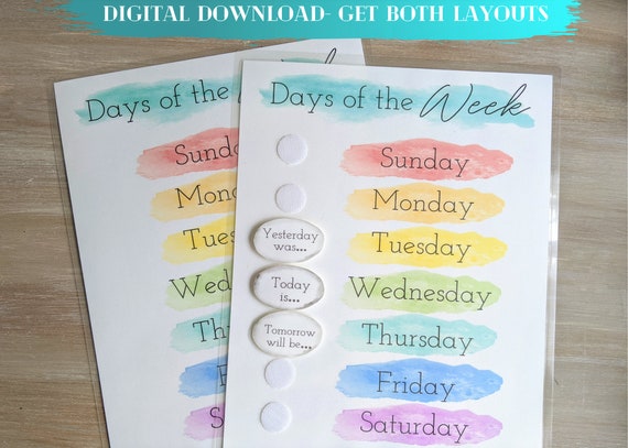 Classroom Calendar, Days of the Week Chart, Teacher Tool (Digital Download)