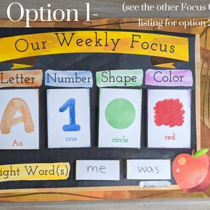 Weekly Focus Chart Digital Download, Preschool Chart, Homeschool Chart, Morning Routine, Teaching Material, Classroom Poster, Circle Time