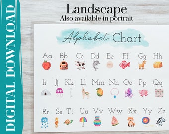 Alphabet Poster, Alphabet Letter Sounds Chart, Digital Download, Preschool Poster, ABC Poster, Printable Homeschool Poster, Toddler Activity