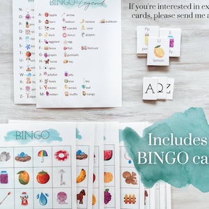 Sonidos de letras, Descarga digital BINGO, Sonidos de letras de práctica, Juego de educación en casa, Tarjetas de BINGO imprimibles, Sonidos de letras iniciales, Juego de fonética