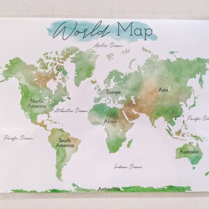 World Map Watercolor, Map of the World Digital Download, Printable ...