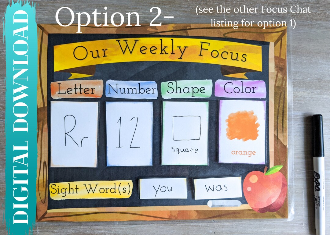Weekly Focus Chart Digital Download Preschool Chart Etsy