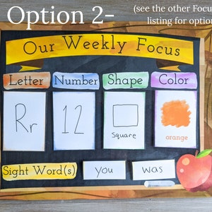 Weekly Focus Chart Digital Download, Preschool Chart, Homeschool Chart, Morning Routine, Teaching Material, Classroom Poster, Morning Circle