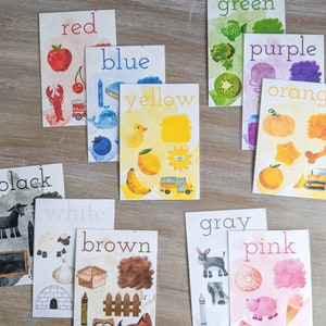 Flashcards de couleur Téléchargement numérique, Flashcards de couleurs, Maternelle, Activité préscolaire, Activité pour tout-petits, Activité Homeschool, Flashcards