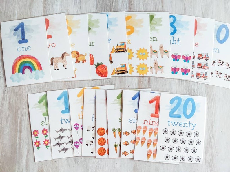 Zahlen Karteikarten 1-20, Buntes Lernen (Digitaler Download) Bild 2