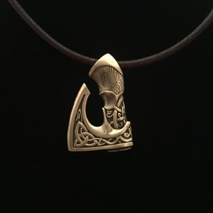 Remolque de acero inoxidable macizo collar hacha vikingo celtas germanos plata negro