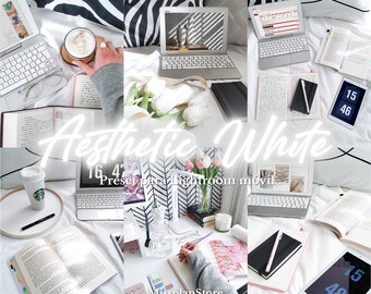 WHITE AESTHETIC Preset for editing Instagram photos in Lightroom | photo editing filter: Studygram, Bookstagram, Bullet Journal.