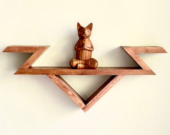 Zig Zag Pedestal Wall Shelf | Triangle Point Floating Shelf | Modern Curio Display Shelf | Unique Solid Wood Shelf for Collectibles | MTO