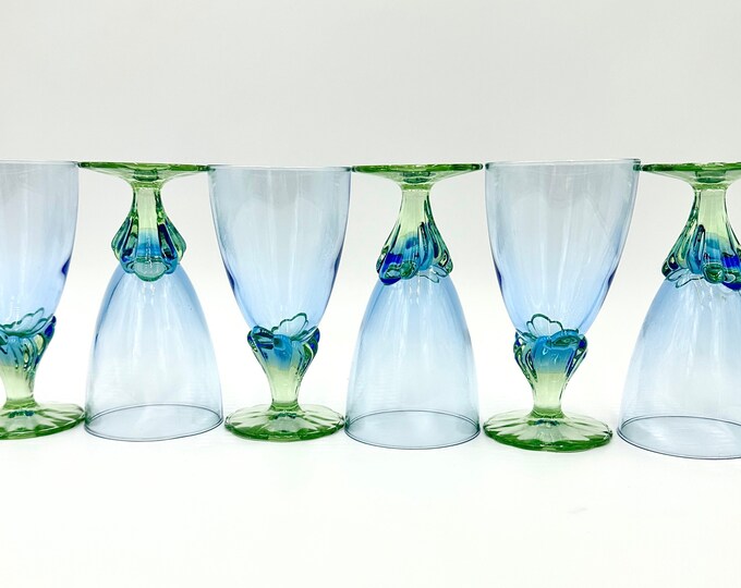 Bormioli Rocco Bahia Juice Glasses Stunning Blue and Green Glassware