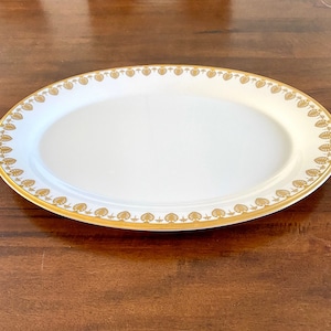 1960s Original Lenox Clarion Platter | Huge 18" Hand Painted Gold Trim Oval Serving Platter | Rare Discontinued Porcelain China Serving Dish