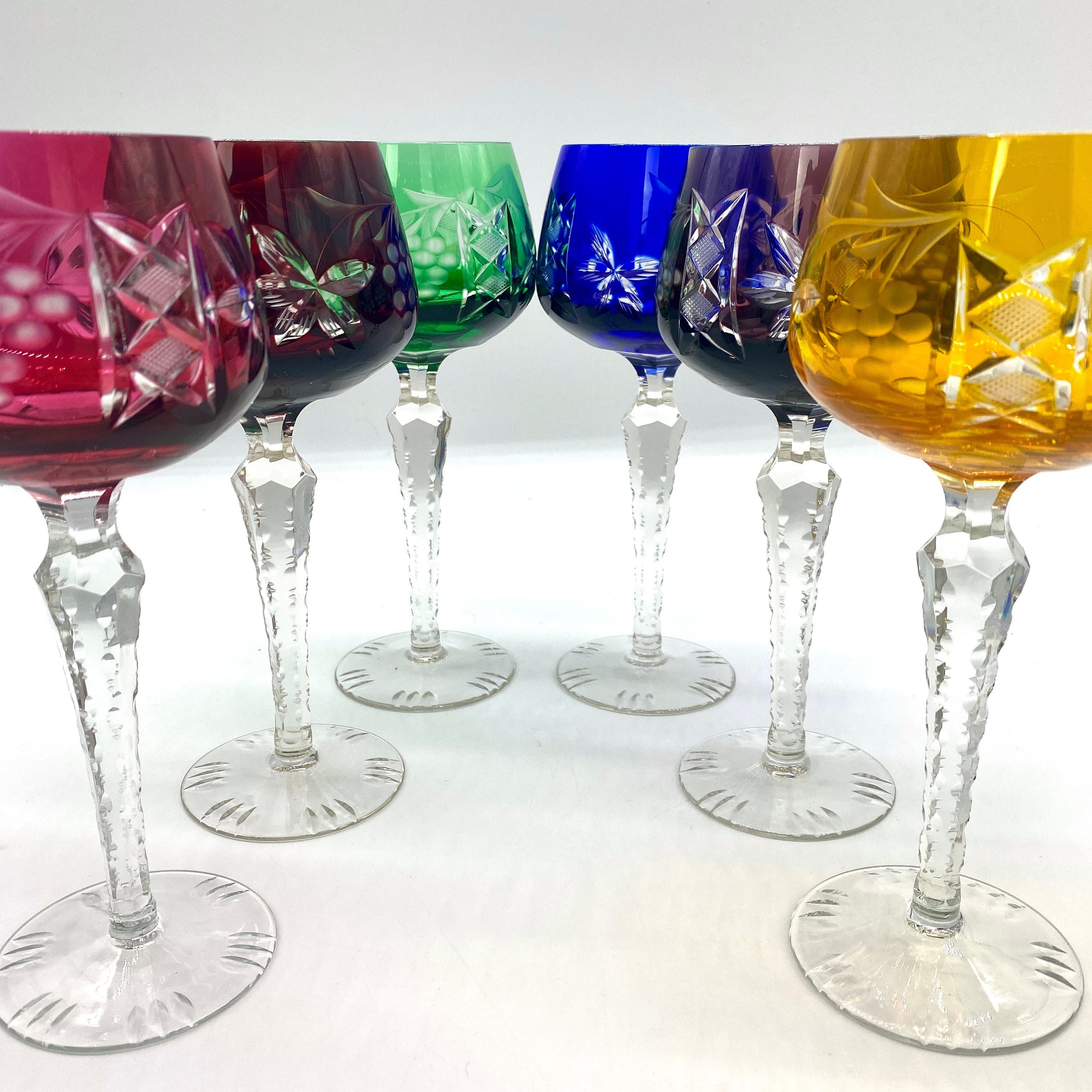 西ドイツ製 カットトゥクリアクリスタルワイングラス 6 個セット