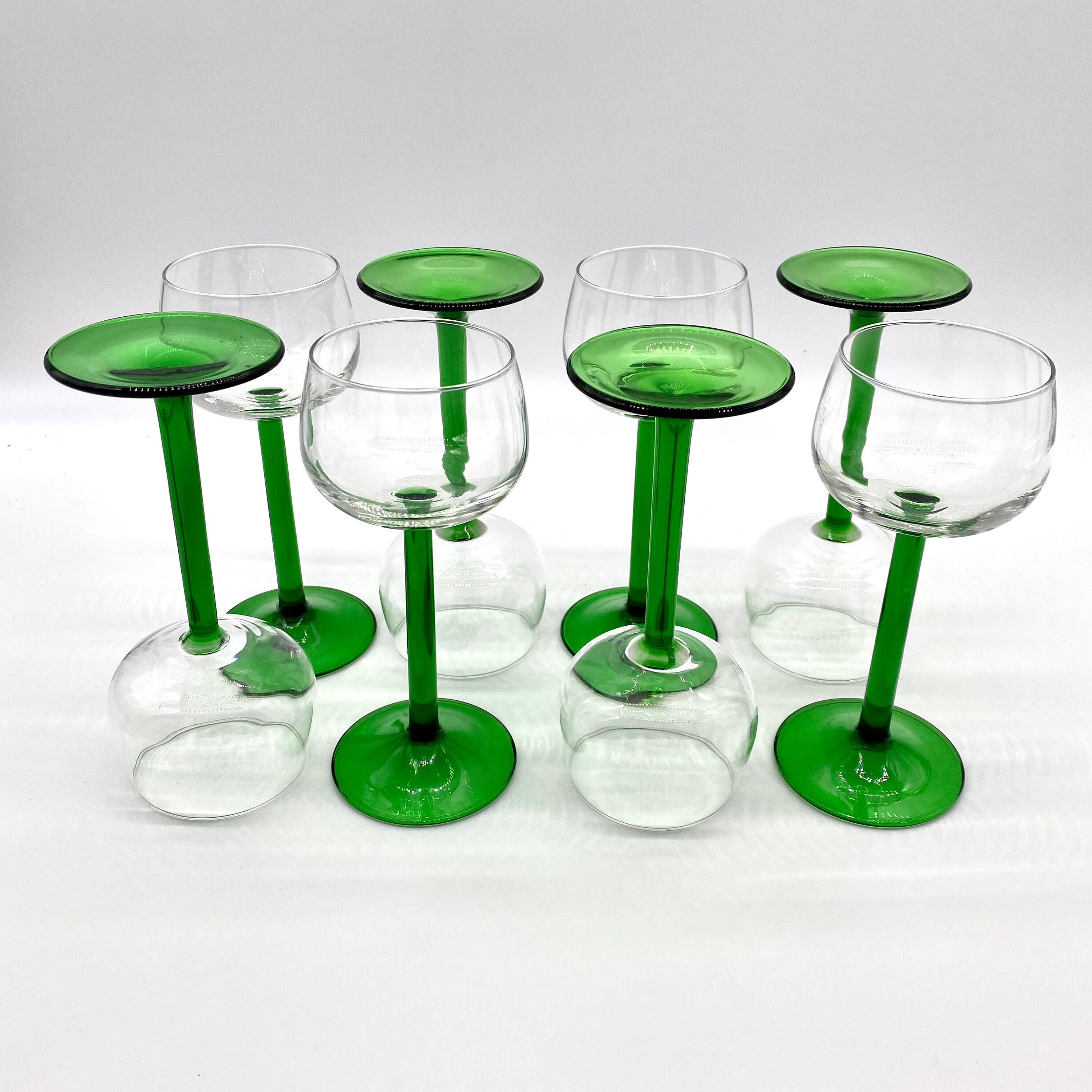 Emerald Green Stem Luminarc Wine Glasses Vintage Stemmed Etsy UK