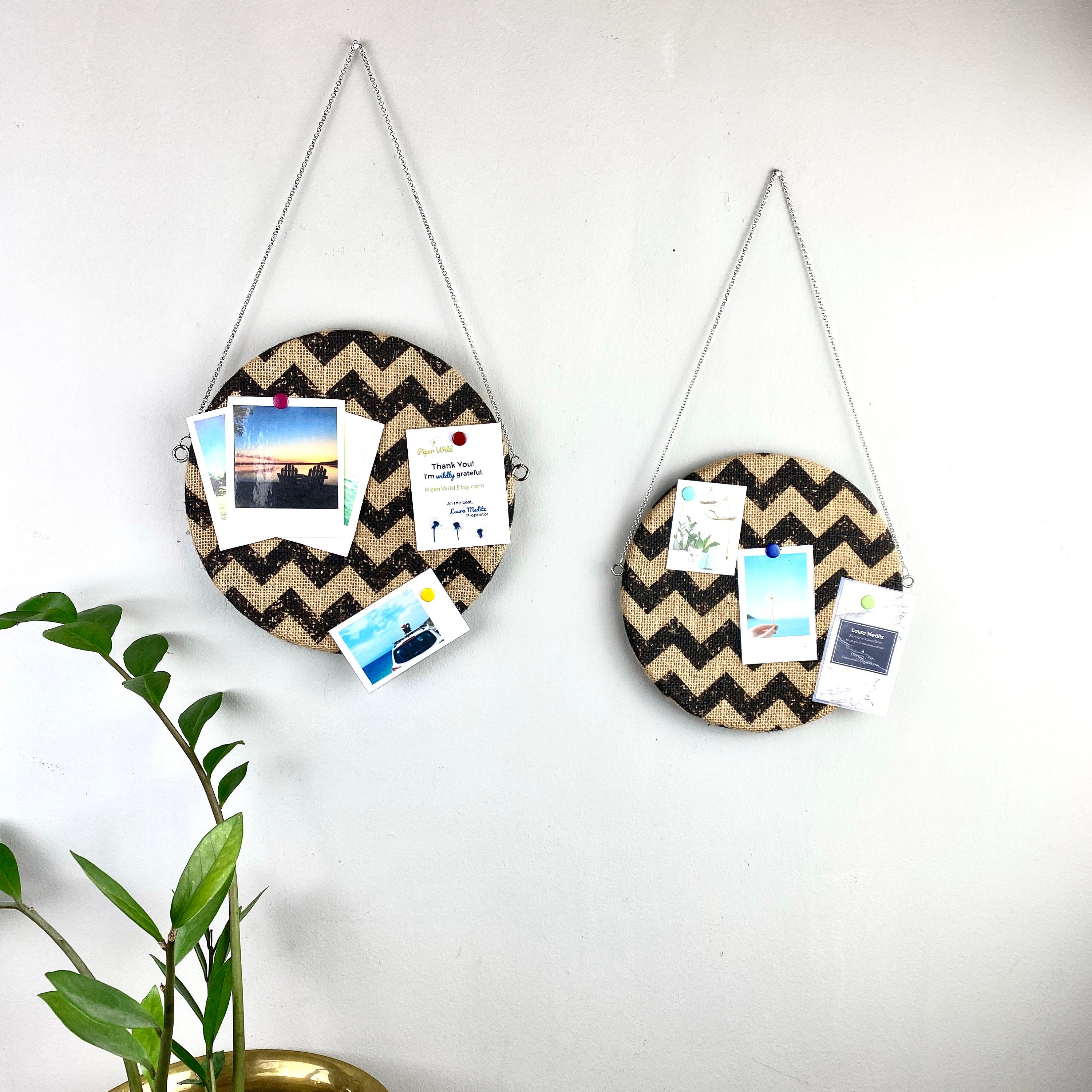 Wall Hanging Cork Board Memo Board Set Hand Painted Burlap Etsy