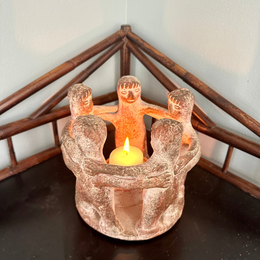 Large 7x8 Clay Circle of Friends Candle Holder Etsy
