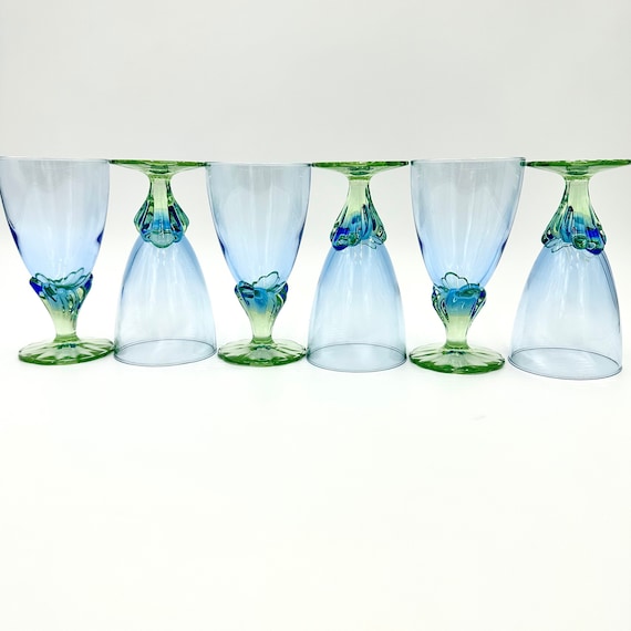 Reya Rosette. Bella Stem Ice Crackle Goblets (Set of 6)