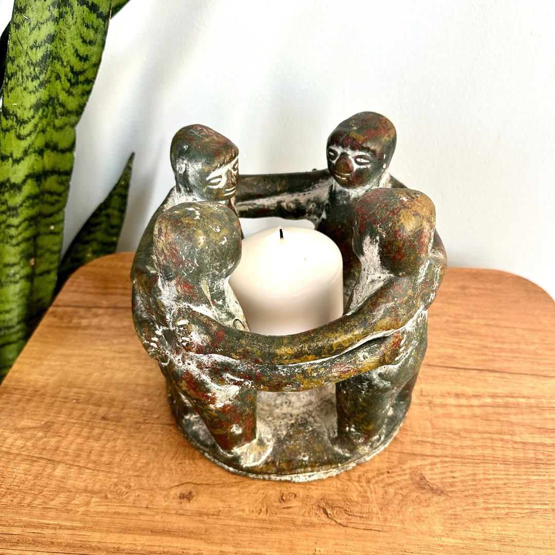 Unique Circle of Friends Candle Holder Primitive Clay Circle Etsy