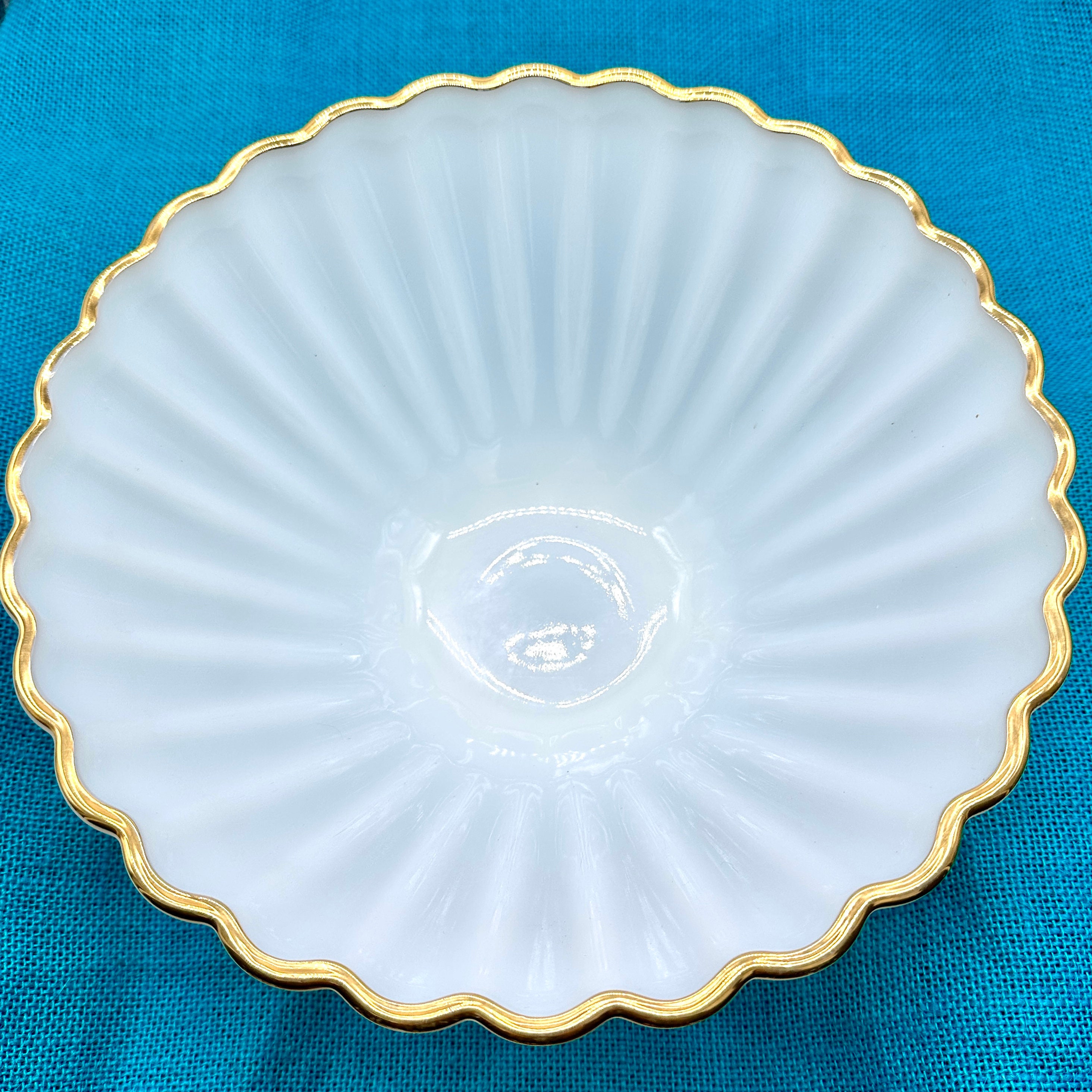 1950s Anchor Hocking Milk Glass Serving Bowl 11 Ribbed Etsy