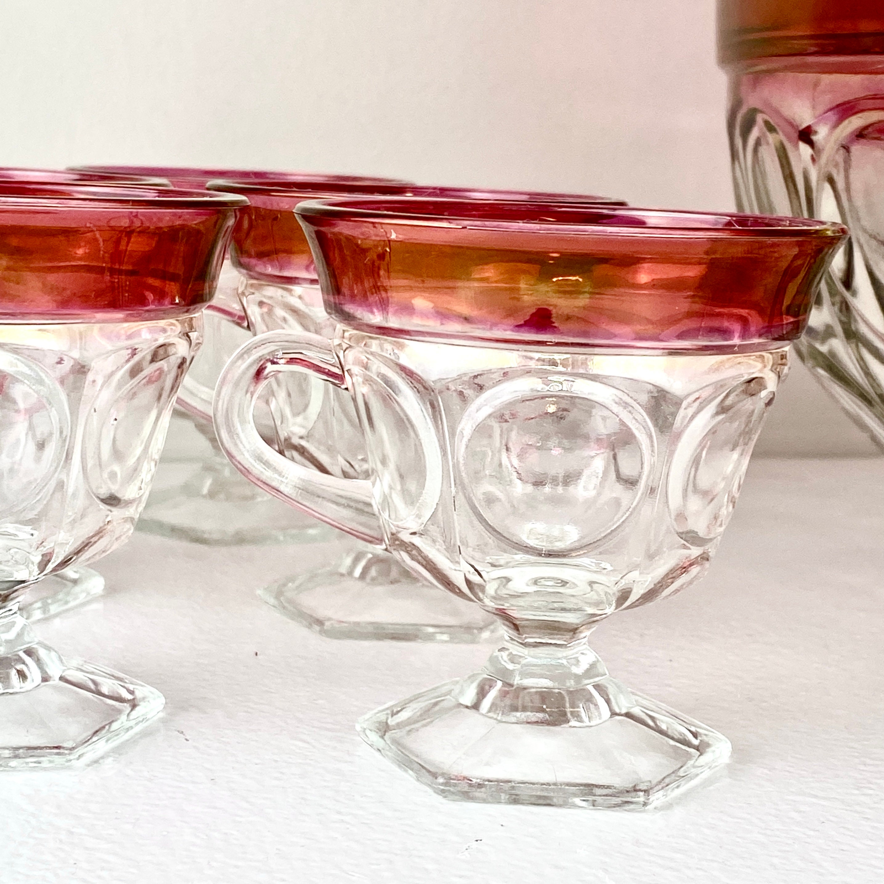 1960s Ruby Red Glass Punch Bowl Set with 12 Cups Vintage Etsy