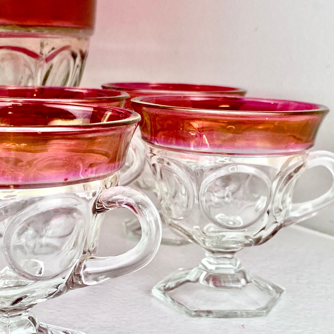 1960s Ruby Red Glass Punch Bowl Set with 12 Cups Vintage Etsy