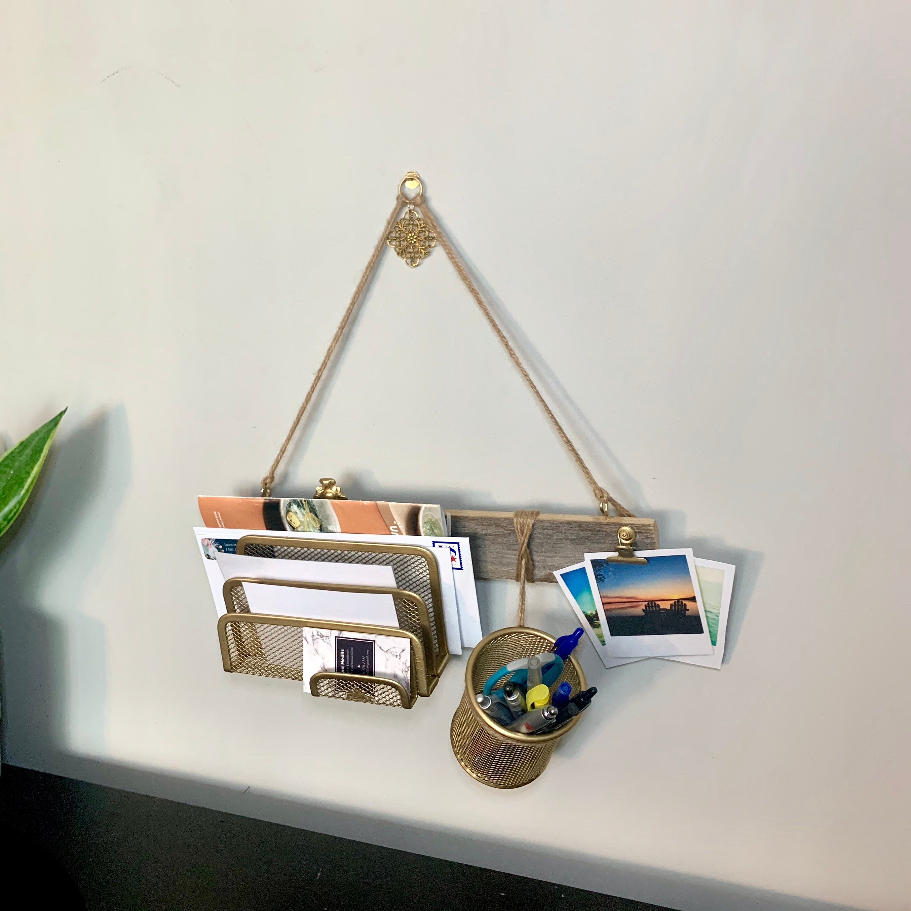 Rustic Glam Desk Organizer Wall Hanging Office Decor Etsy