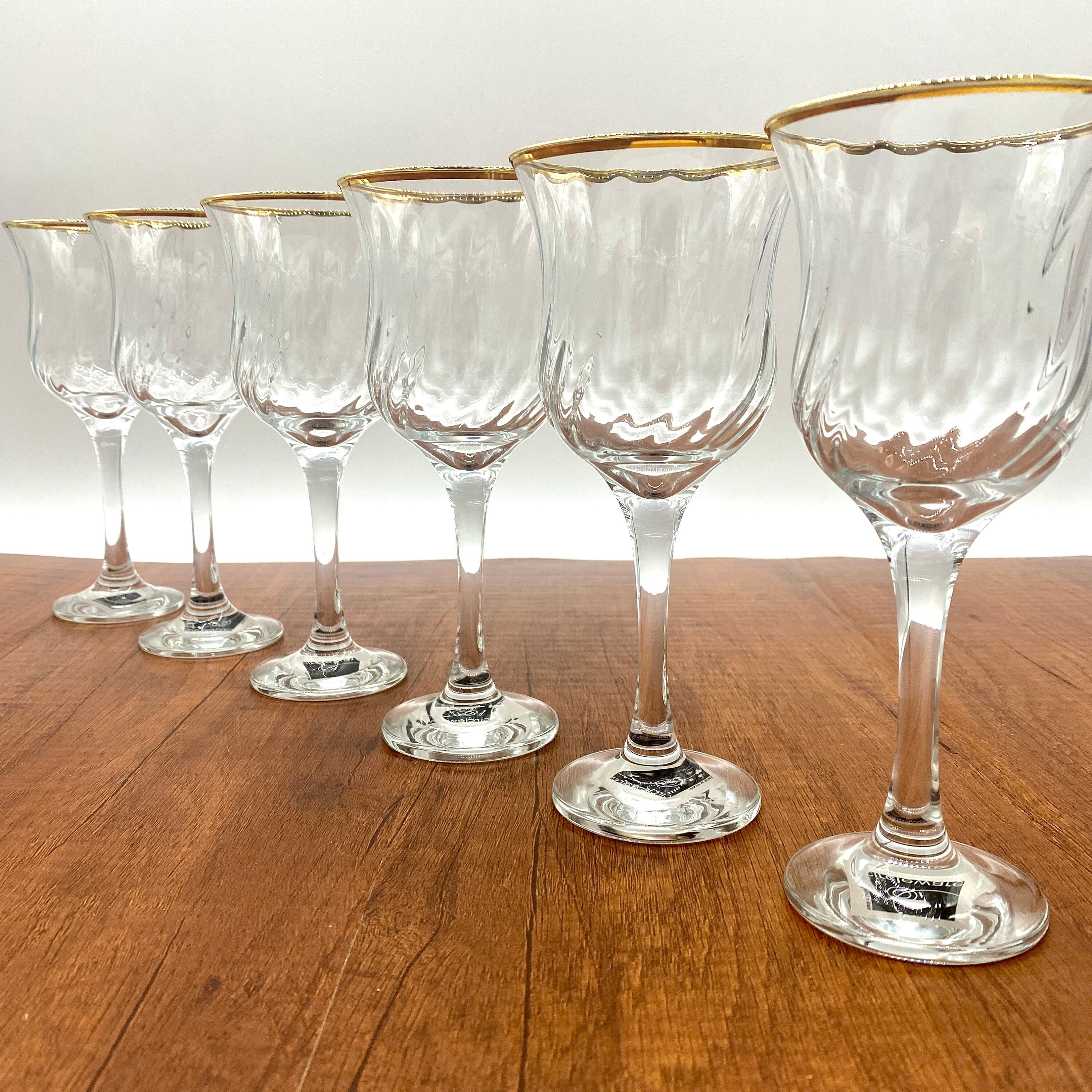 Gold Wine Glasses, Unique Wine Glasses, Ripple Wine Glass Set, Barware Set,  Unique Barware, Glasses, Gifts For Her, Wedding Gift, Christmas