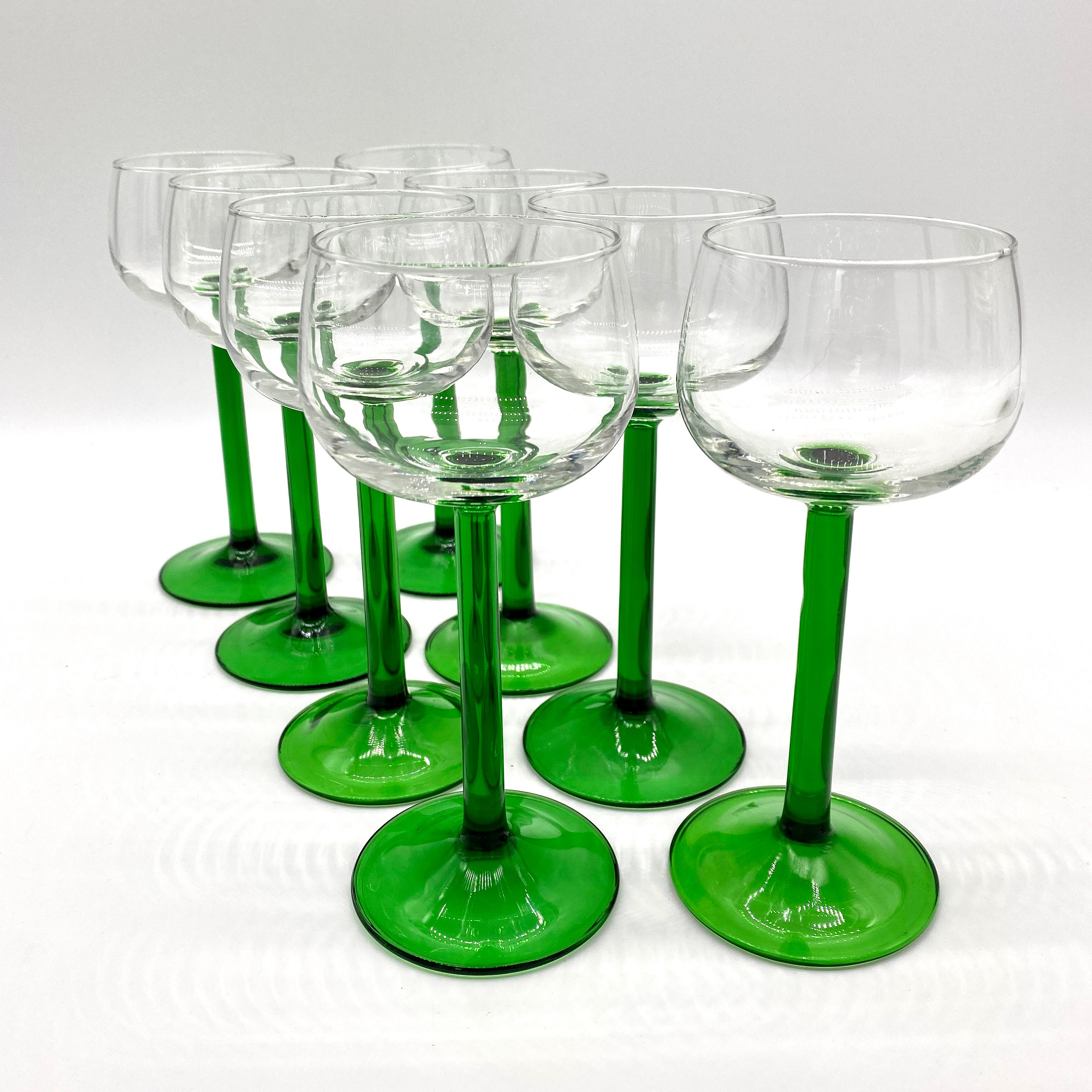 Emerald Green Stem Luminarc Wine Glasses Vintage Stemmed Etsy