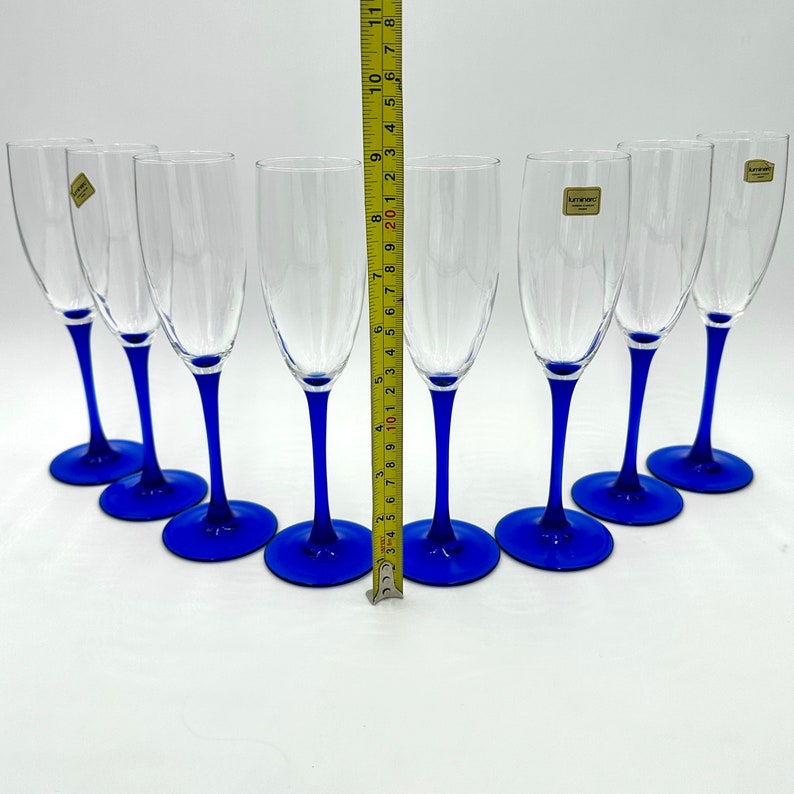 Luminarc Blue Stem Champagne Flutes Cobalt Blue Stemmed Etsy