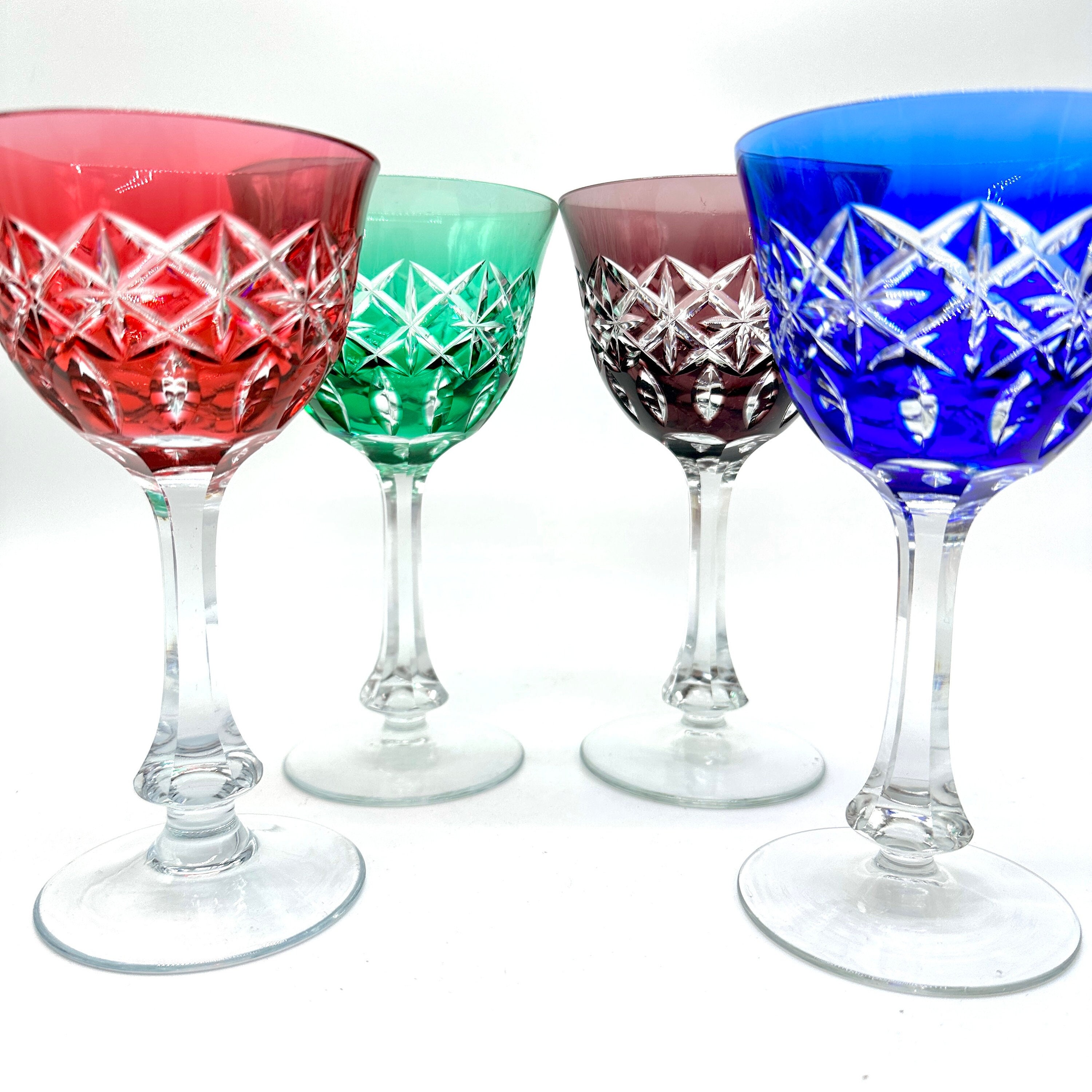 Viski Reserve Nouveau Seaside Collection Multi-Colored Wine Glasses with  Stems - Crystal Wine Glasses Colorful Glassware - 22oz Long Stem Wine  Glasses Set of 4