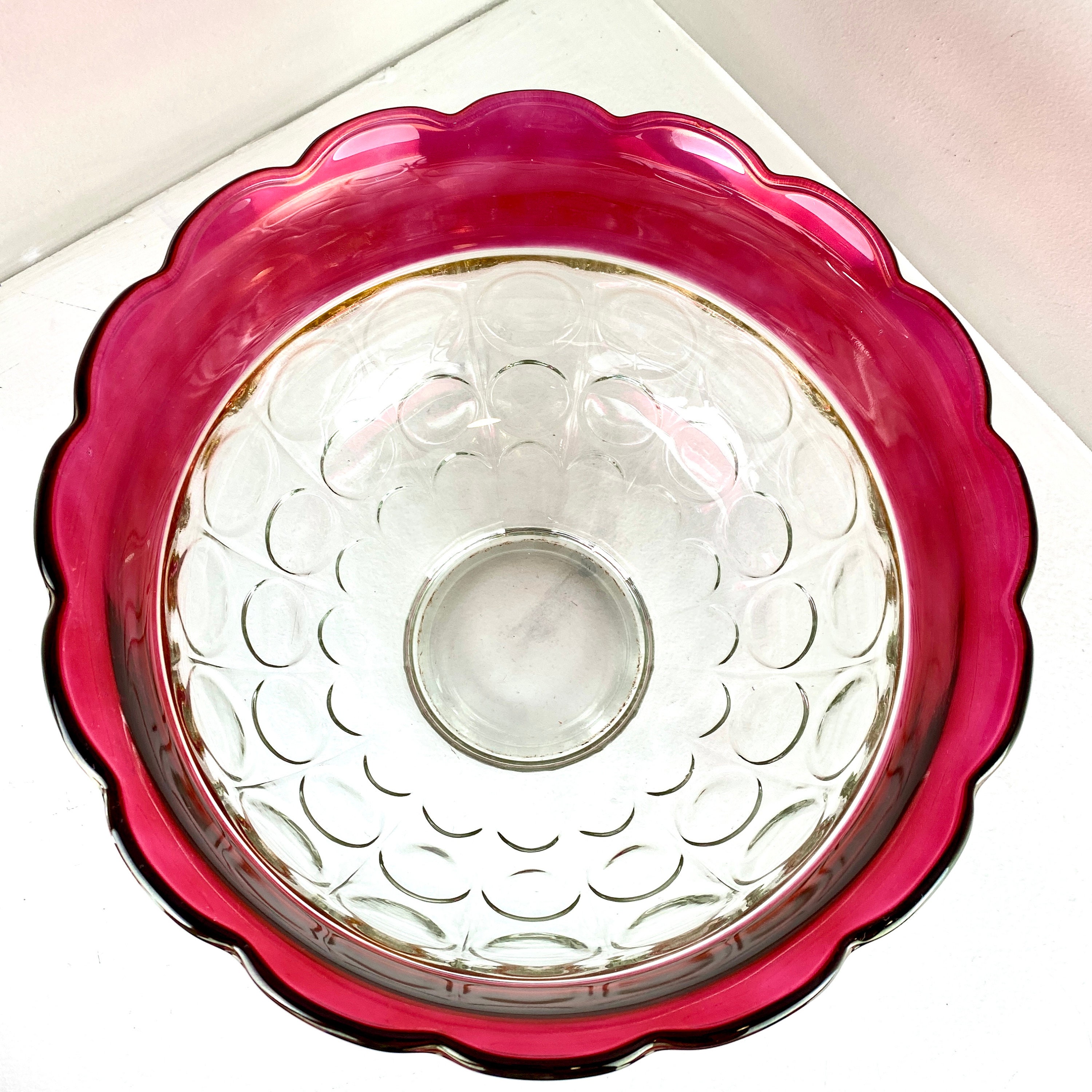 1960 Ruby Red Glass Punch Bowl Set con 12 Tazas / Vintage Etsy