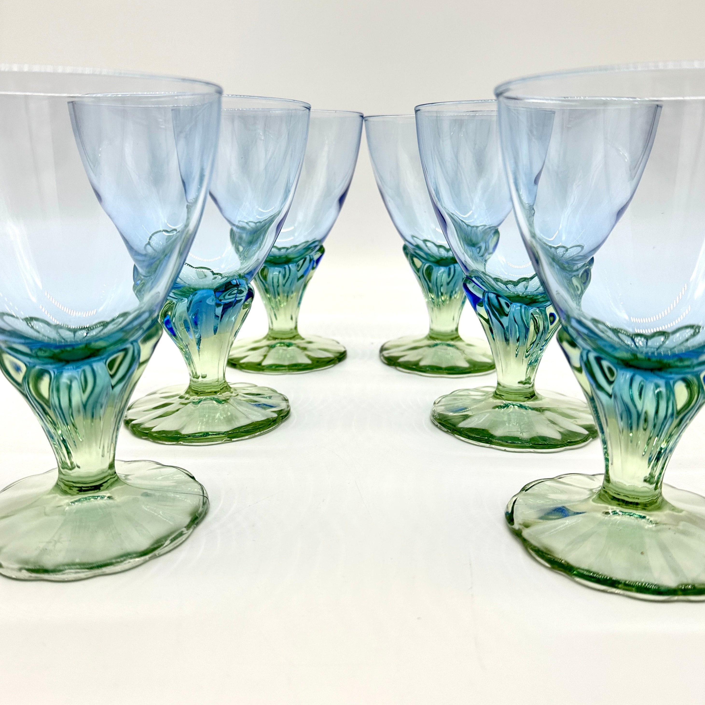 Bormioli Rocco Bahia Champagne Glasses | Stunning Blue and Green Footed  Goblets | Italian Glassware Set of *6* | Mermaid Glasses | Italy