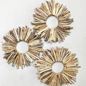 One Driftwood Starburst Wreath MTO 12&quot; | Driftwood Sunburst Wreath | Candle Holder Centerpiece | Driftwood Wall Art | Driftwood Wall Decor
