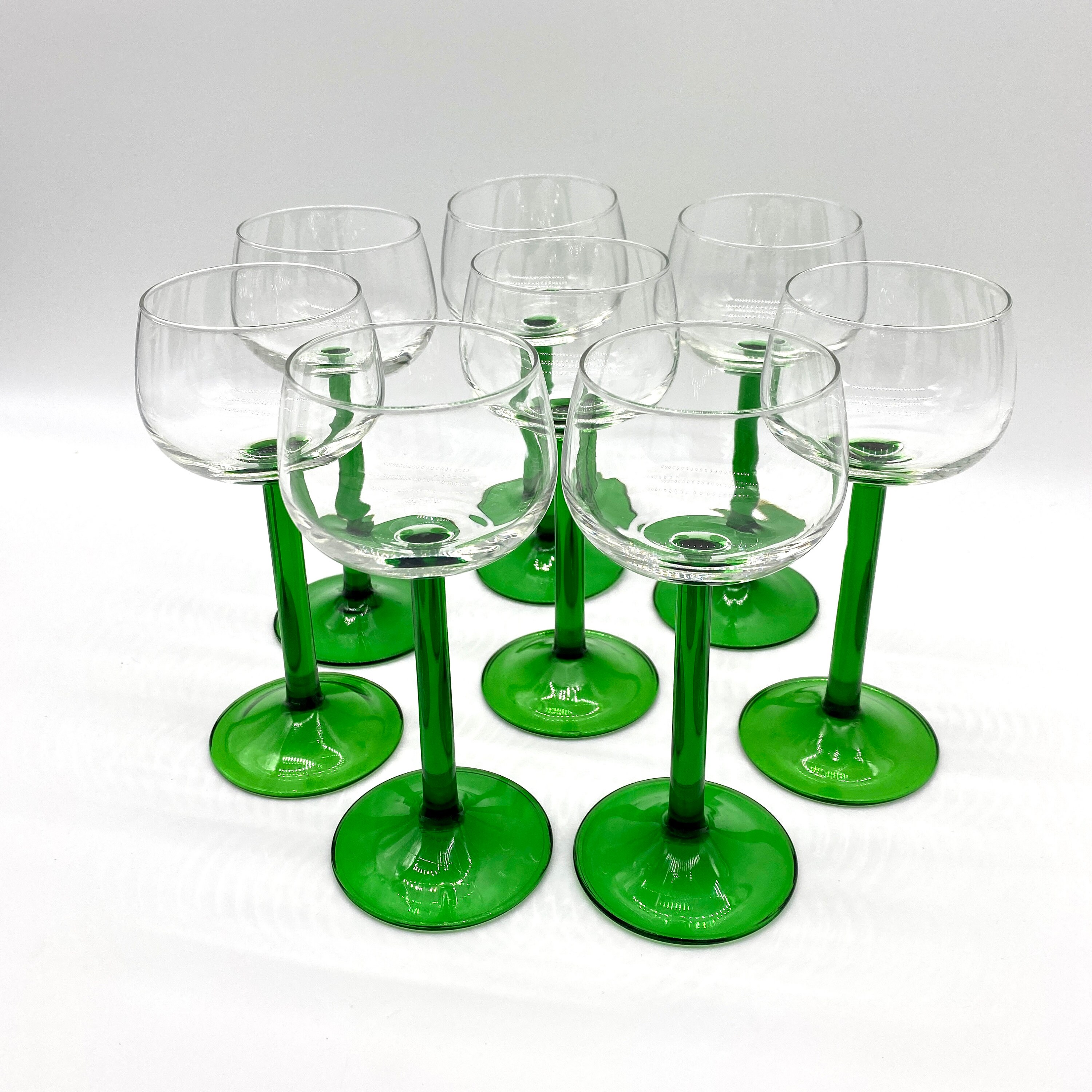 Emerald Green Stem Luminarc Wine Glasses Vintage Stemmed Etsy