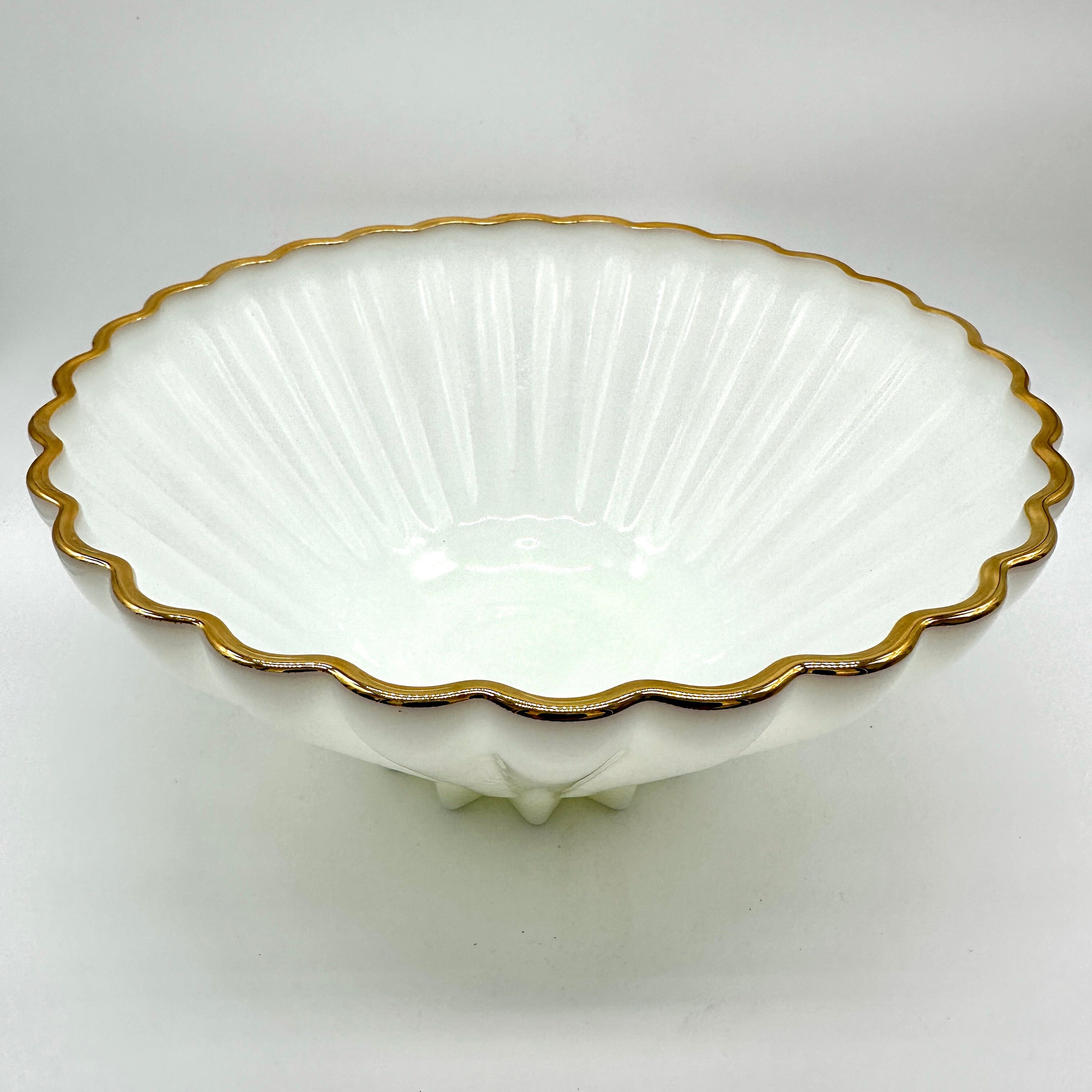 1950s Anchor Hocking Milk Glass Serving Bowl 11 Ribbed Etsy