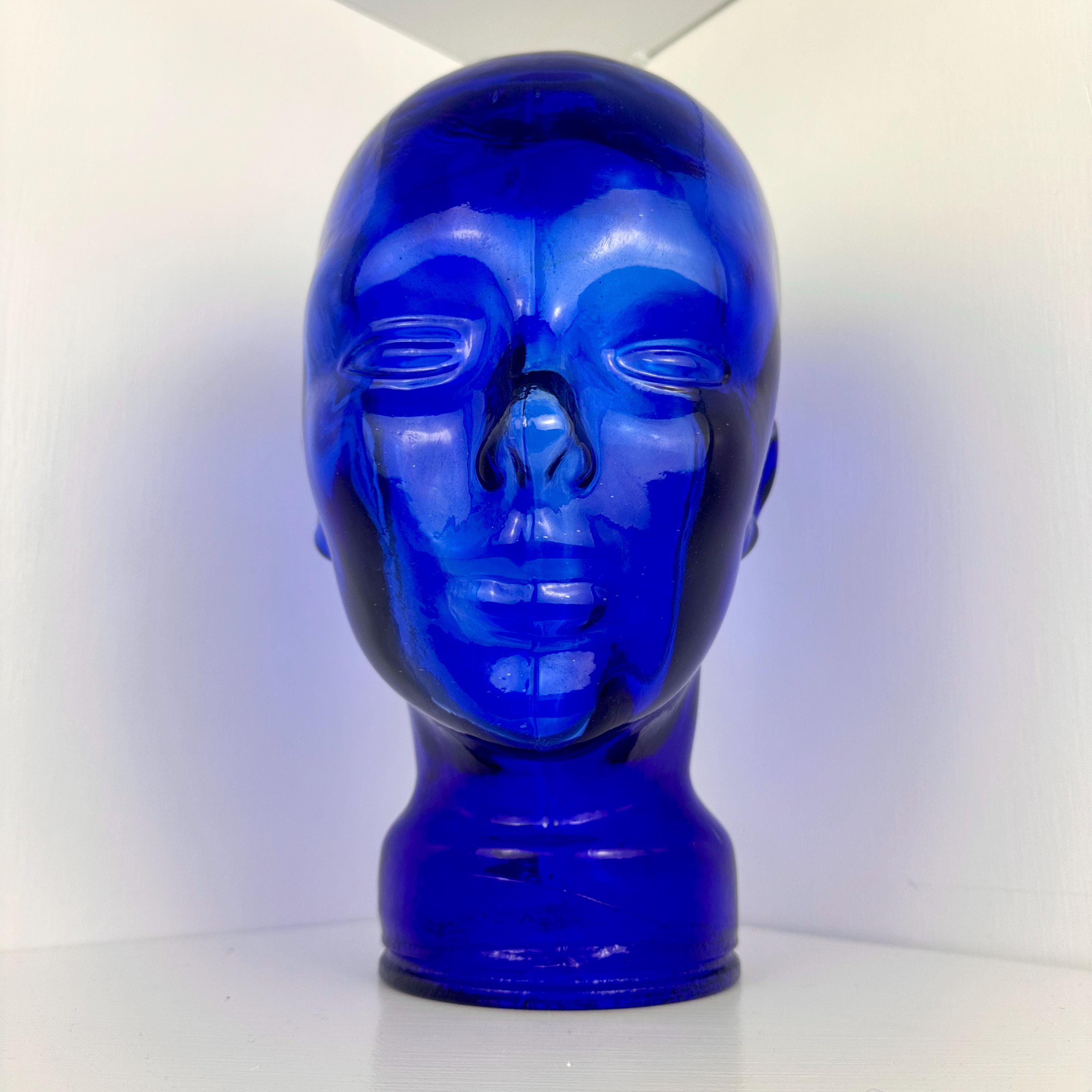 Vintage Glass Mannequin Head Bust Blue Green Teal 11\