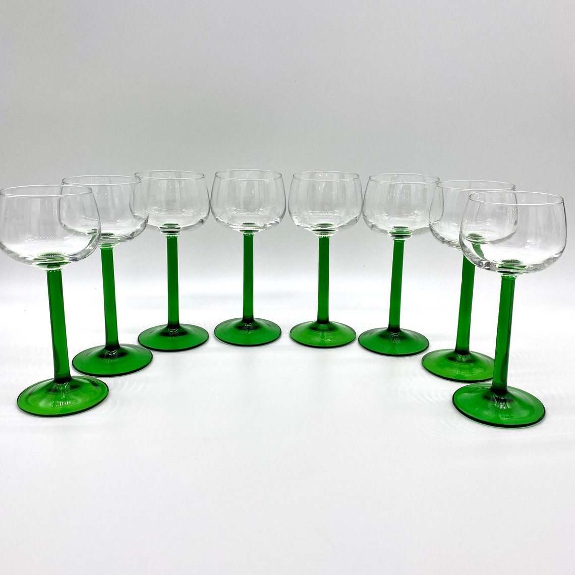 Emerald Green Stem Luminarc Wine Glasses Vintage Stemmed Etsy