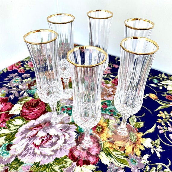 Helen Champagne Glasses, 24K Gold, Set of 6