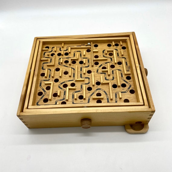 interview meester wang Vintage labyrint doolhofspel Massief houten labyrintspel - Etsy België