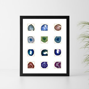 Printable Colorful Geode Agate Wall Art | Gold Squares Art Print | Agate Slab Wall Decor | Bedroom Art | Gold Squares Wall Hanging