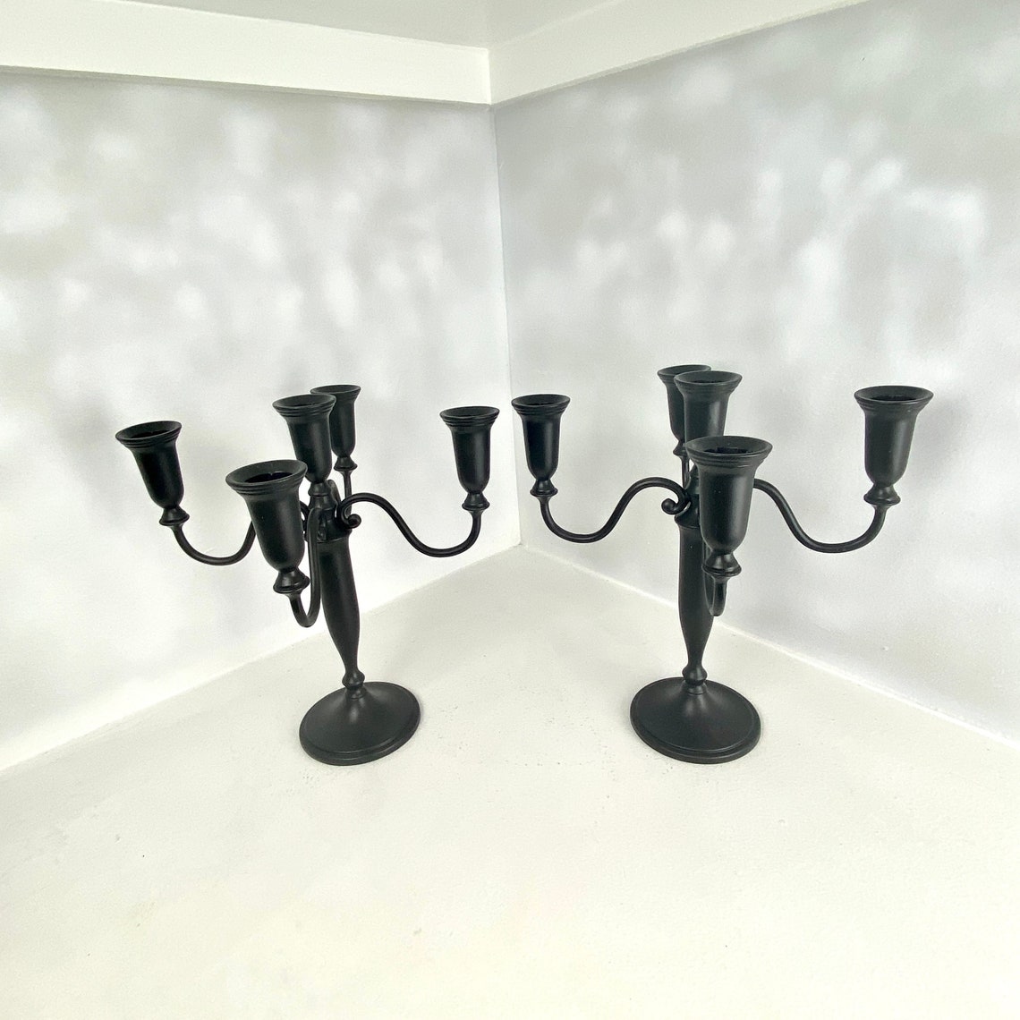 Vintage Black Gothic Candelabra Set 5 Candle Holder Pair Etsy