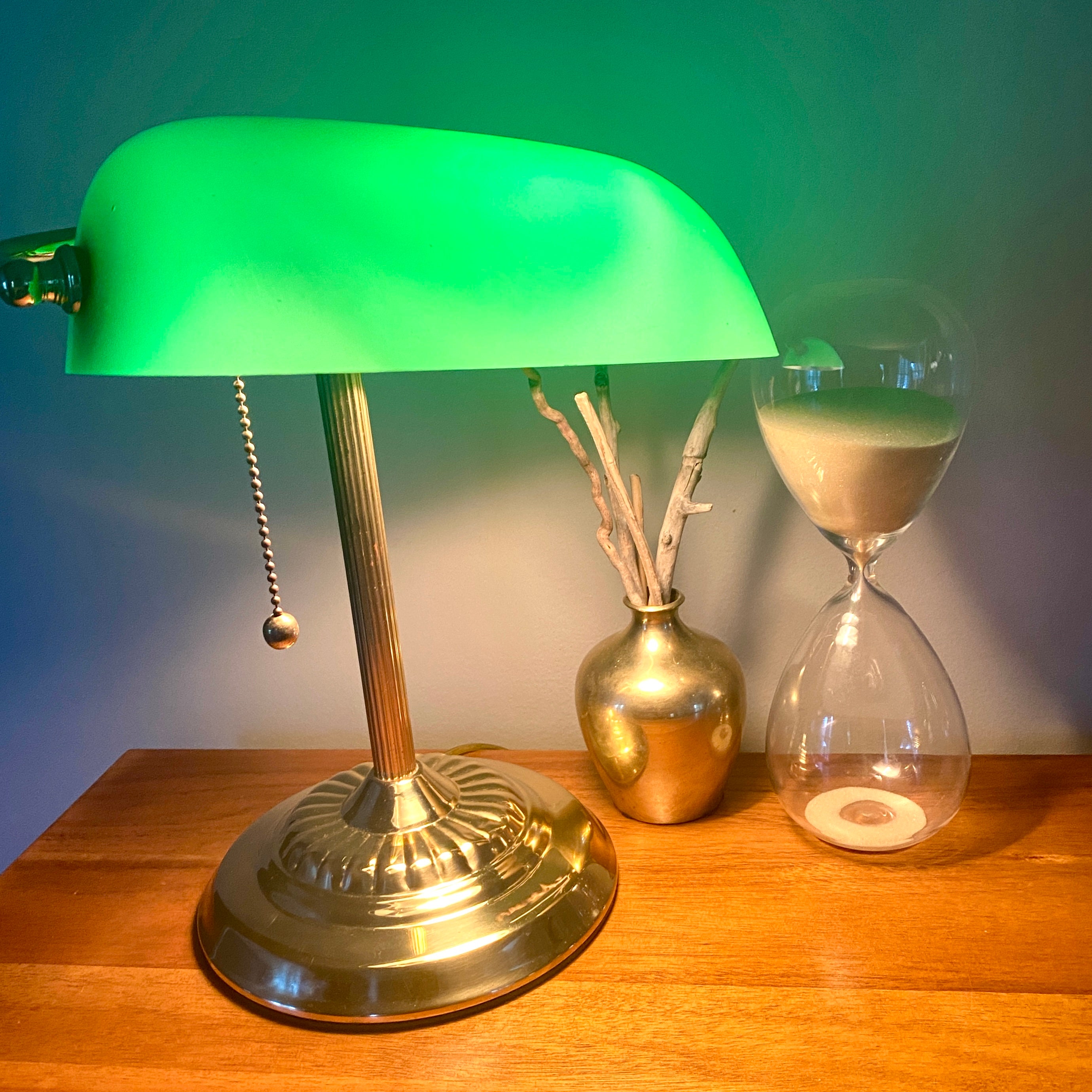 Green Shade Bankers Lamp Vintage Brass Desk Lamp With Green