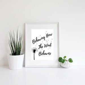 Printable &quot;Behaving How The Wind Behaves&quot; Quote Wall Art | Wind Sign | Wind Wall Decor | Wind Bedroom Art | Multiple Sizes