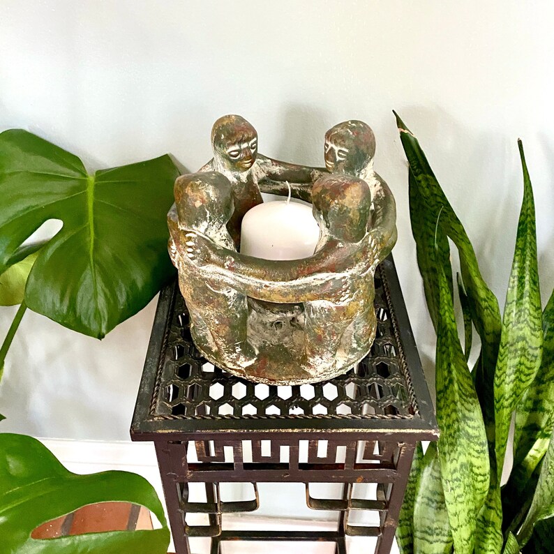 Unique Circle of Friends Candle Holder Primitive Clay Circle Etsy