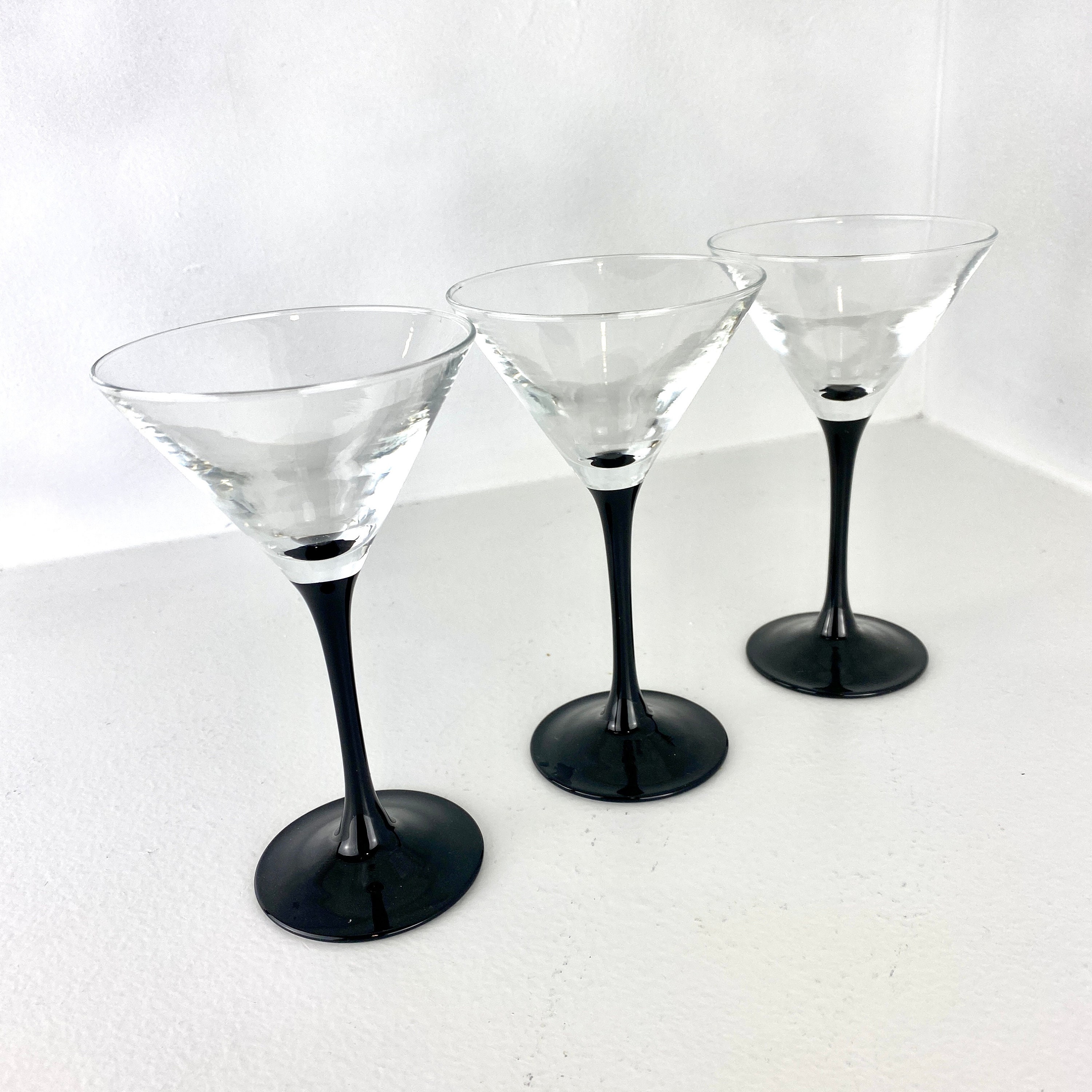 Luminarc Black Stemmed Martini Glasses Vintage Black Stemmed Etsy