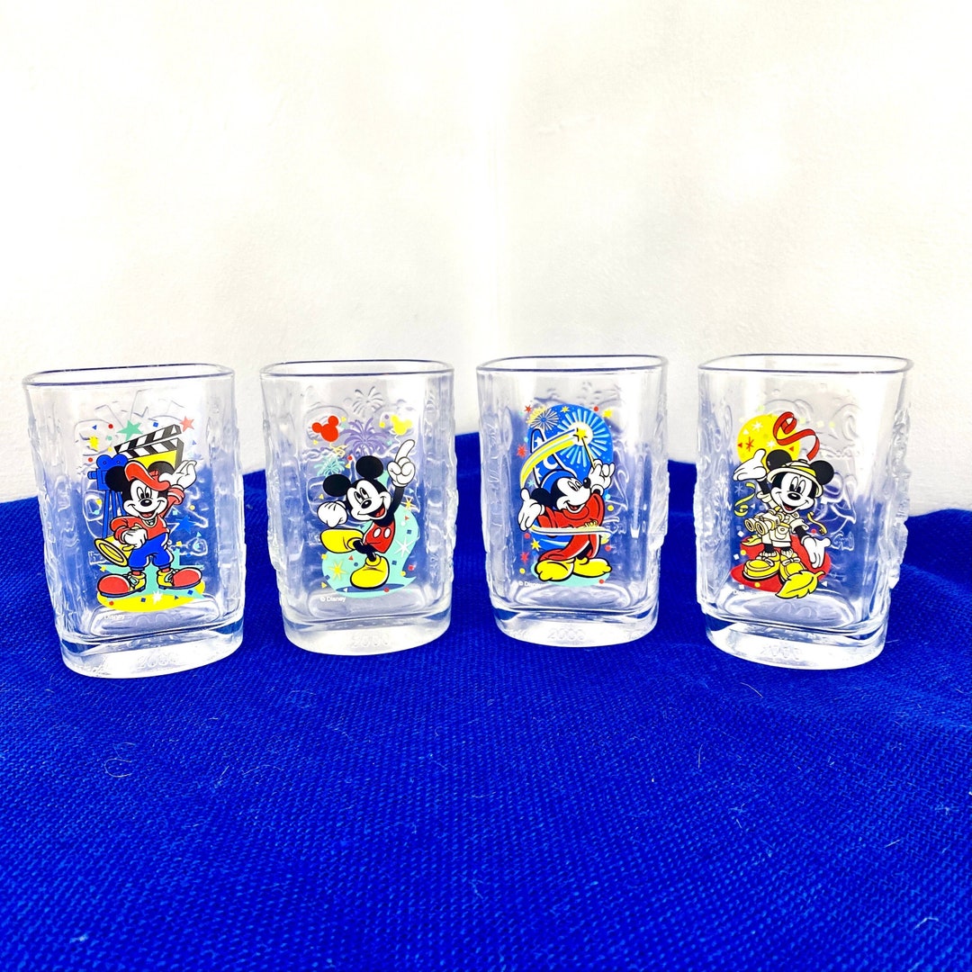 Vintage Disney Mickey Mouse Collectible Glass Set Millennium Mcdonald's