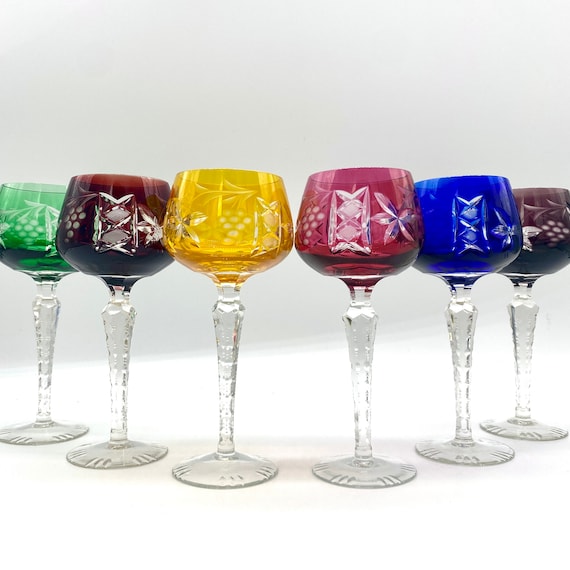 西ドイツ製 カットトゥクリアクリスタルワイングラス 6 個セット