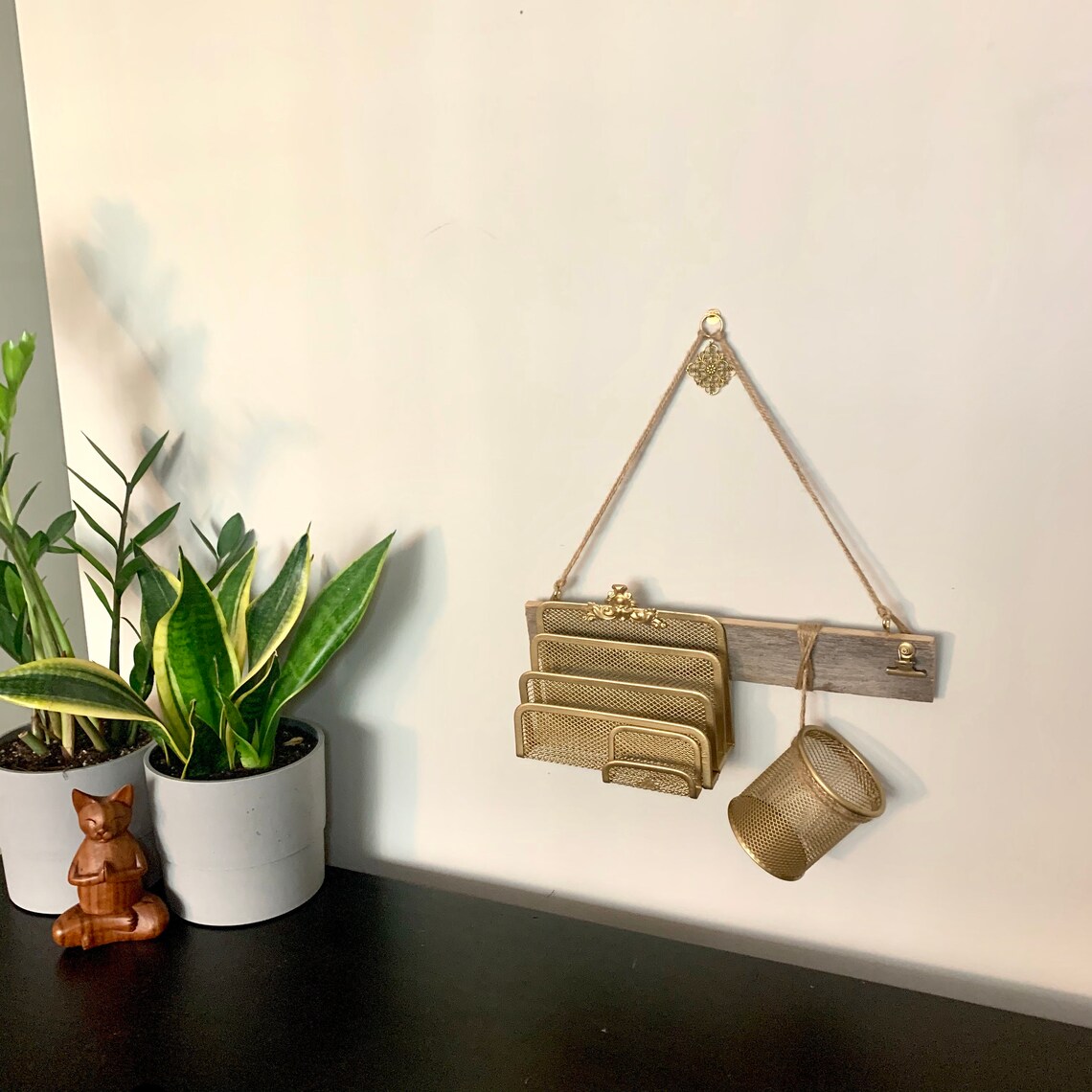 Rustic Glam Desk Organizer Wall Hanging Office Decor Etsy